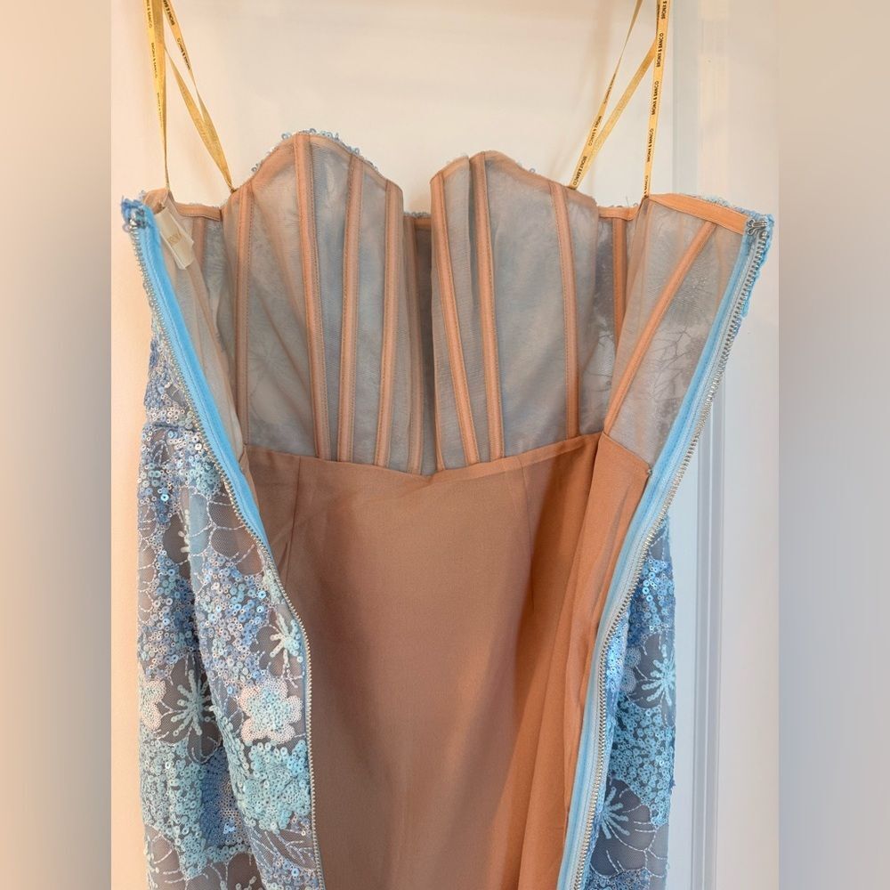 NWOT BRONX AND BANCO Farah Ocean Blue Sequin Multi Strapless Maxi Dress - Picture 14 of 16